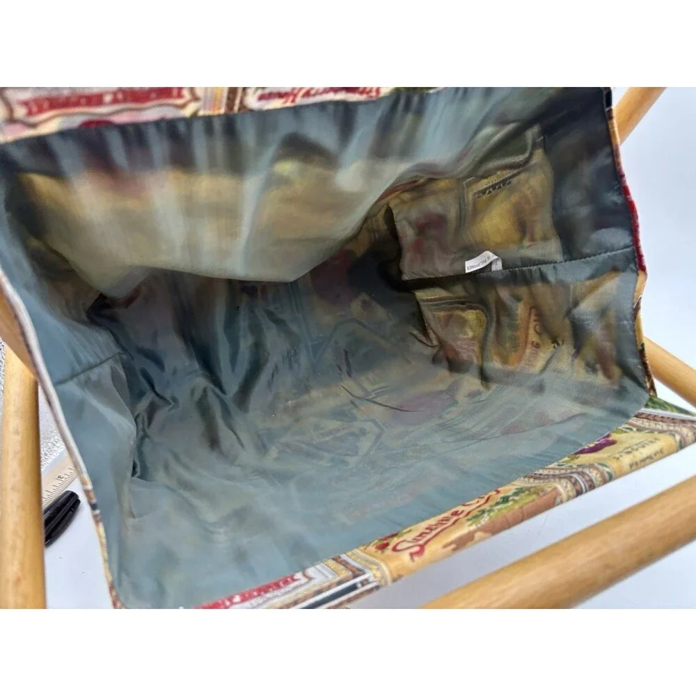 Vintage Wooden Folding Sewing Basket Yarn Holder Knitting Crochet Storage